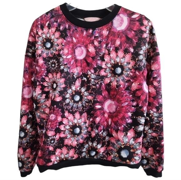 Ted Baker London Killay Sweatshirt Jewel Flower Print 1 Size 4 Cropped - Picture 1 of 8